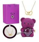 Urso de Pelúcia com Caixa de Presente e Colar Giratório