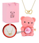 Urso de Pelúcia com Caixa de Presente e Colar Giratório