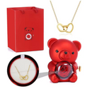 Urso de Pelúcia com Caixa de Presente e Colar Giratório