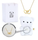 Urso de Pelúcia com Caixa de Presente e Colar Giratório