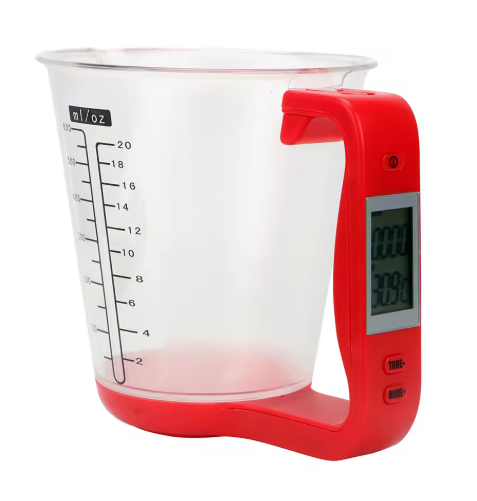 Balança de Cozinha Digital com Copo Medidor - Display LCD e Sensor de Temperatura