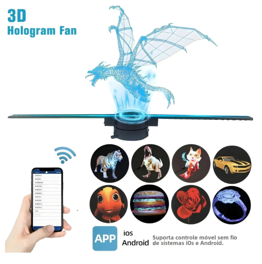 Projetor de Holograma 3D WiFi HD - 42cm