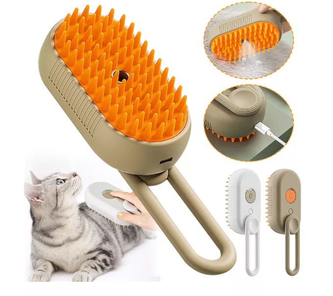 Escova Premium Vapor Autolimpante Gatos Caes - 3 Em 1