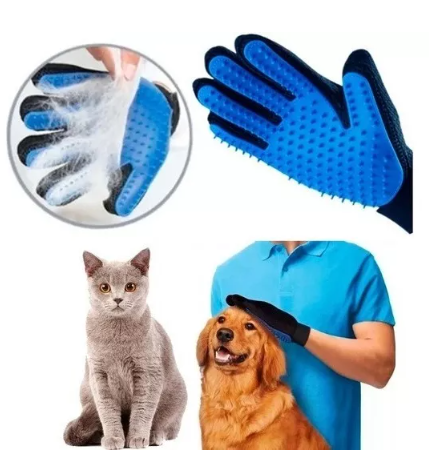 Luva Tira Pelos Pet Profissional Pet - Cor Azul