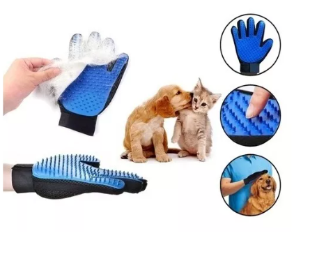 Luva Tira Pelos Pet Profissional Pet - Cor Azul