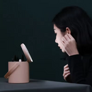 Caixa organizadora de maquiagem portátil com espelho LED