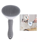 Escova Removedora De Pelos Pets Autolimpante - Cinza