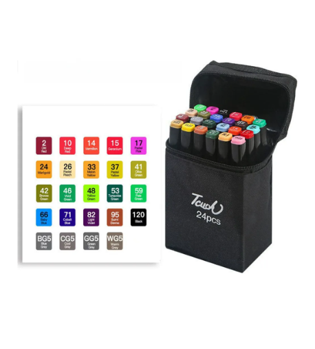 Bolsa de Canetinhas Escolar com Ponta Dupla – 24 Cores