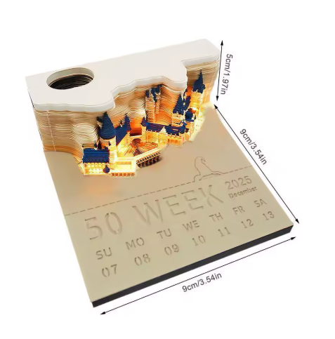 Calendário Castelo Mágico Hogwarts 3D com Luz - 2025