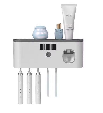 Suporte Dipenser Com Esterilizador Uv - Porta Escova E Pasta De Dente